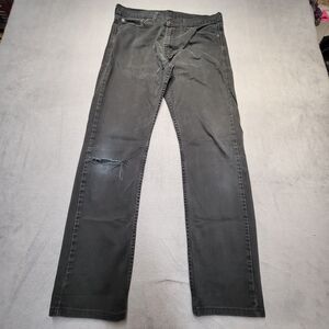 Levi's 513 Jeans Mens 31x32 Black Slim Fit Straight Leg Distressed Denim